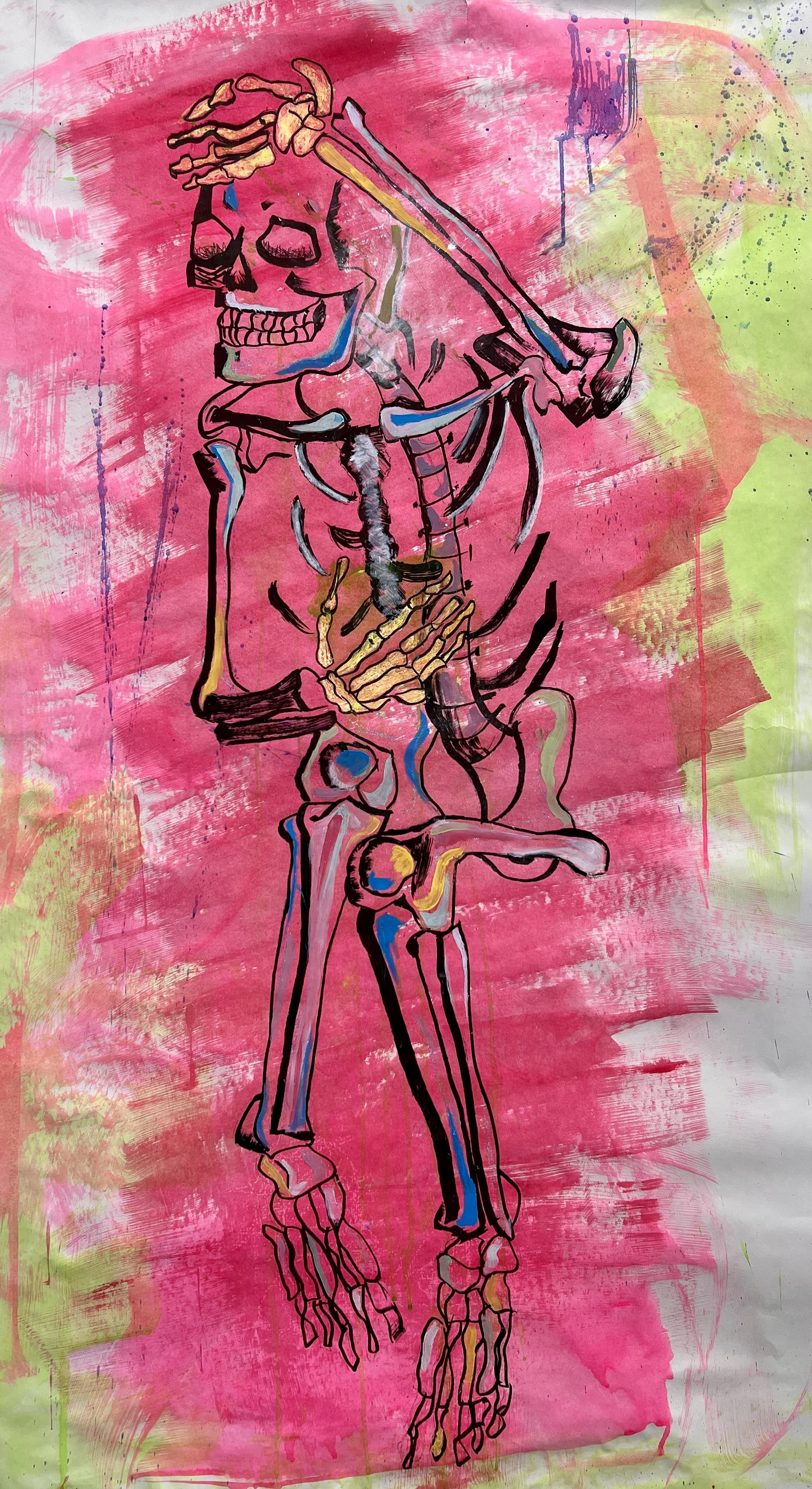 headache (2023)
oil pastels, marker and acrylic on paper
22"x48"