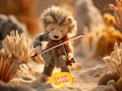 dumble bumble hero lion violin a hero finishes the song with a broken string felt