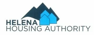 Logo of Helena Housing Authority with stylized blue and black mountain and building icons