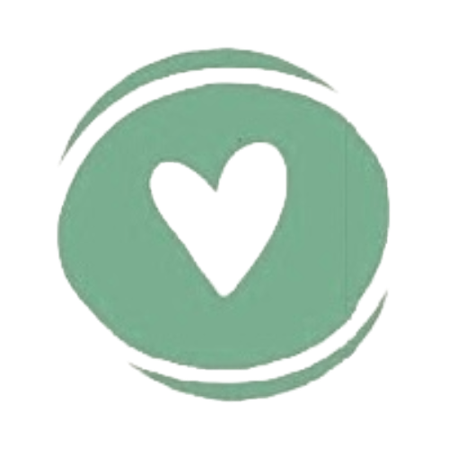 A stylized green circle with a heart in the center, surrounded by curved lines.