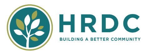 HRDC logo featuring a tree with green and white leaves and the text 'HRDC Building a Better Community.'
