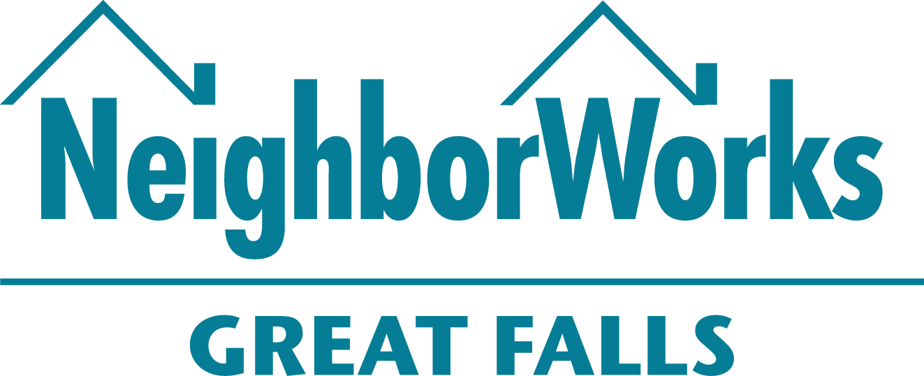 Logo for NeighborWorks Great Falls, featuring two stylized rooftops above the text.