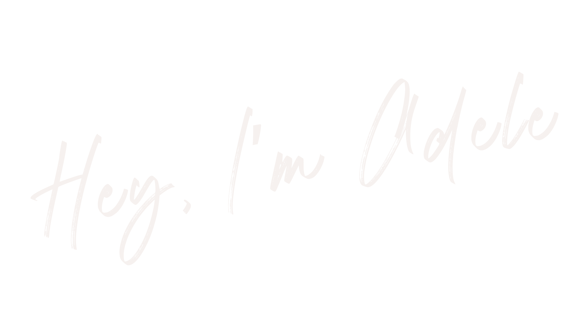 Handwritten text on a black background that says, "Hey, I'm Adele" in light purple, cursive font.