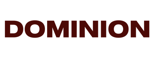 The word 'DOMINION' written in bold, dark red text.