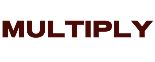 The word 'MULTIPLY' written in large, bold, maroon letters with a black background.