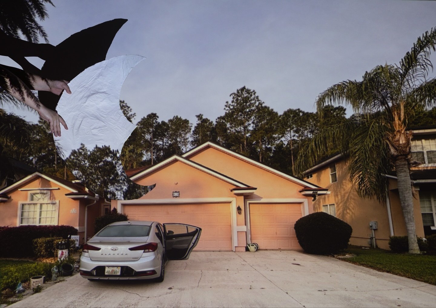Putting the moon back in the sky versus taking it for my own. Projection of the last photo I took of my Grandparents house stepping into my Grandfather&rsquo;s car as my Dad drove us to the hospital to see him for the last time.

My Grandpa really pu