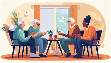 senior friends enjoying a fun time