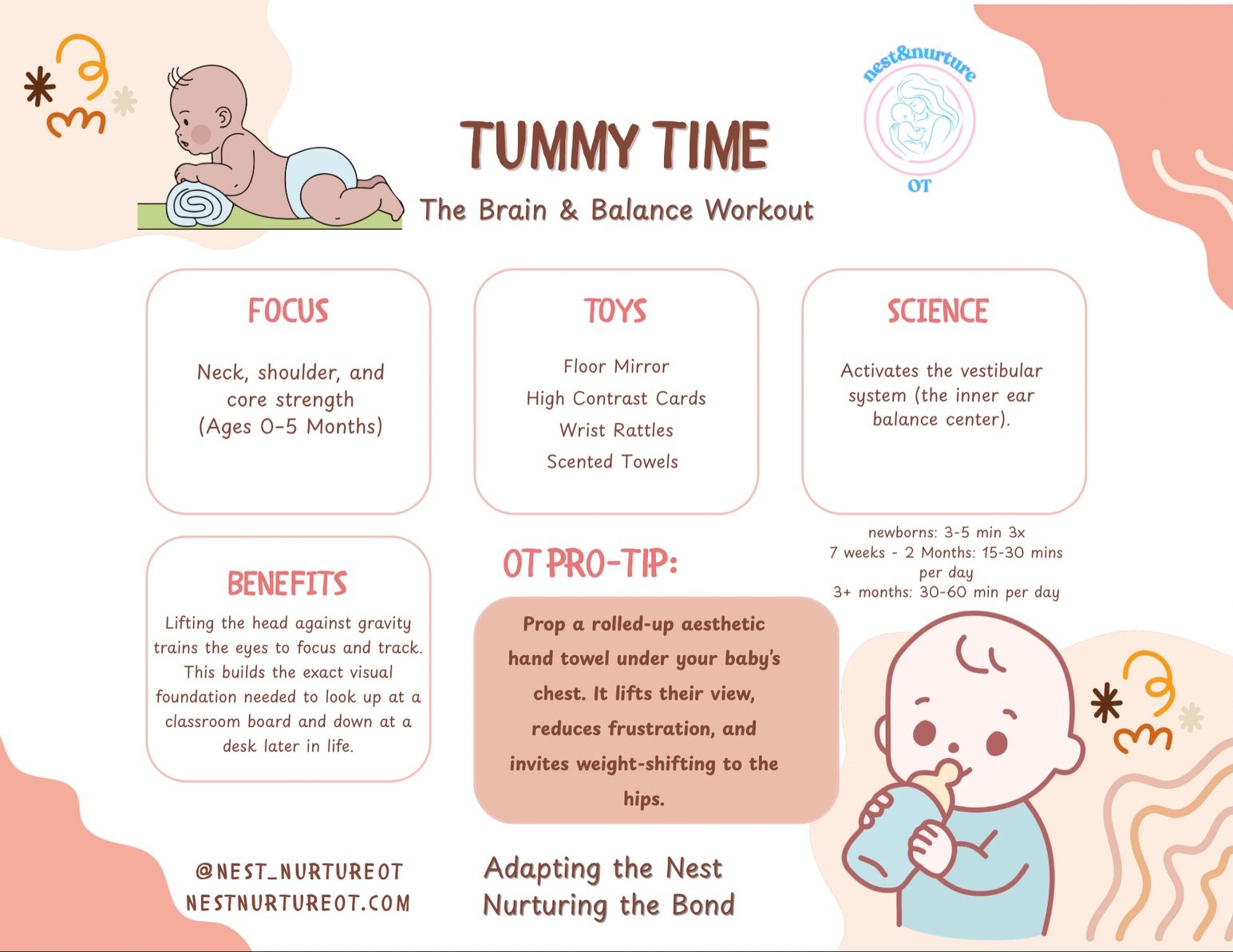 Big milestones start with the senses! 🧠✨ From the earliest days of tummy time to those brave first steps, your baby&rsquo;s nervous system is taking in and processing information to learn how to move. 

Occupational therapy unlocks the power of your