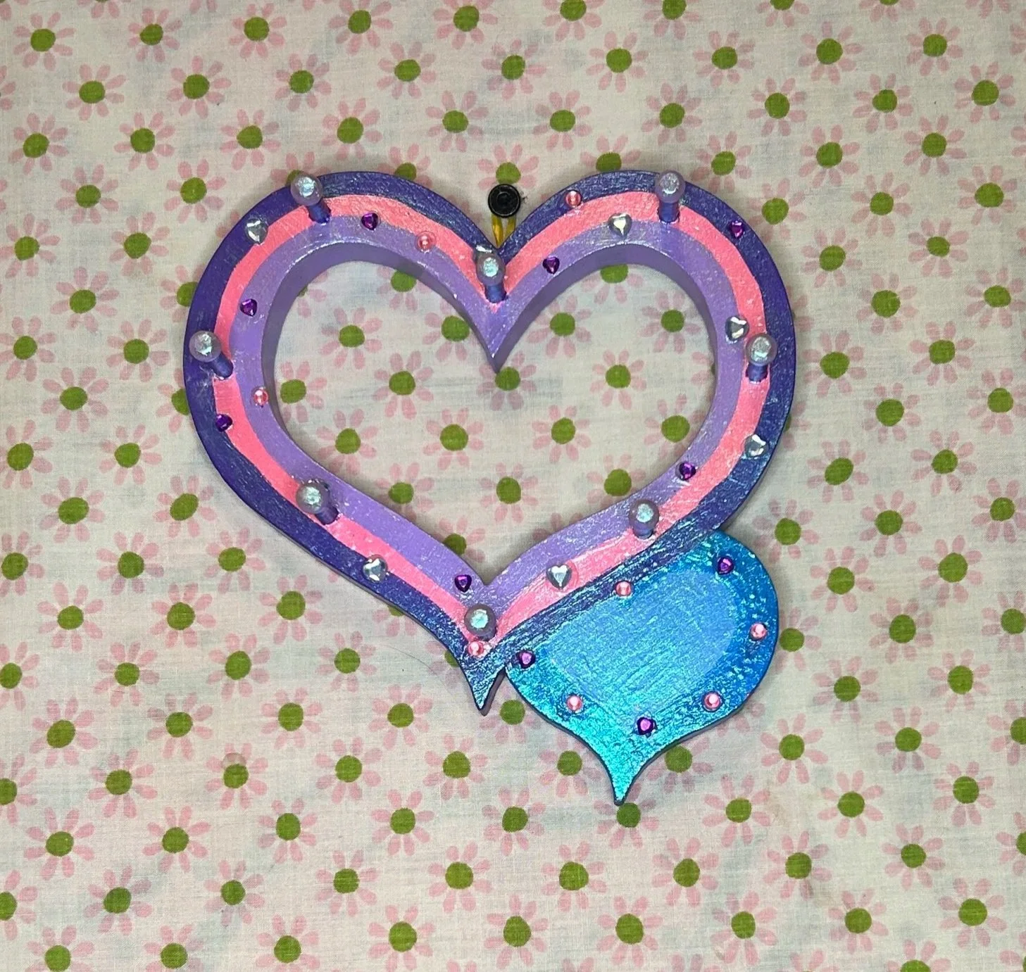 Two Hearts Wall Hanging with Pegs