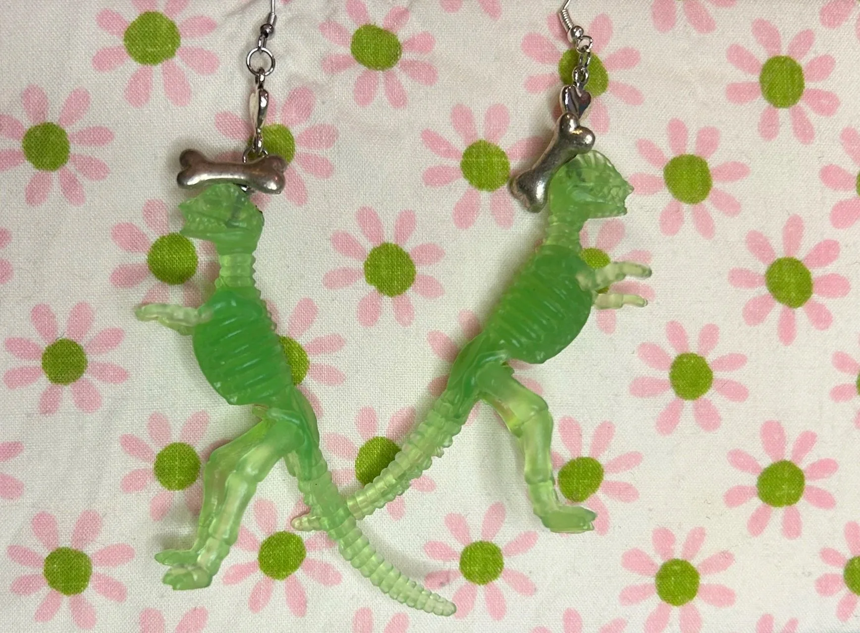 Glow T Rex Skeleton Earrings