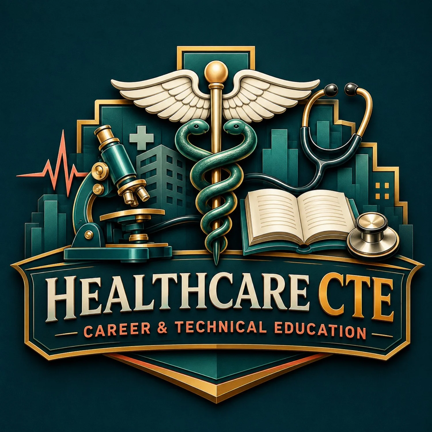 JÜL Healthcare CTE emblem representing career and technical education.
