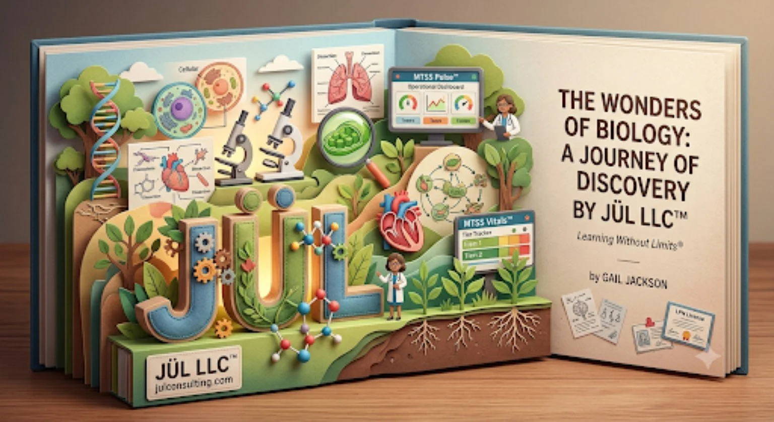 JÜL science publishing resource featuring original biology curriculum and visual learning materials.