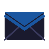 An open dark blue envelope with a letter inside.