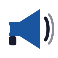 Icon of a loudspeaker or megaphone with sound waves emanating from it