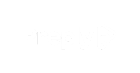 Preply logo in white.