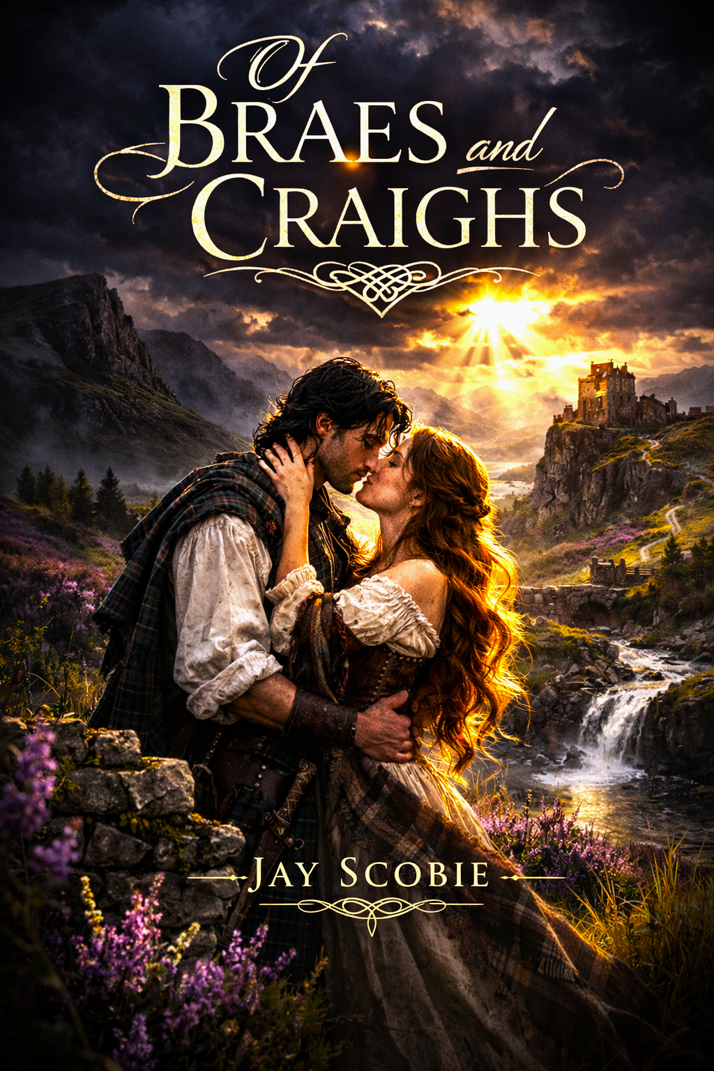 Author Jay Scobie's book Of Braes and Craighs features a couple embracing in front of the highland hills