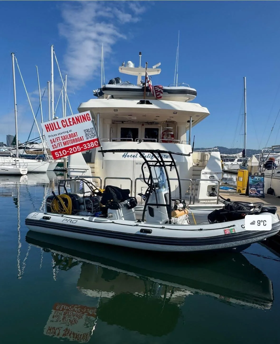 Contact us for special pricing on underwater hull cleaning of large boats