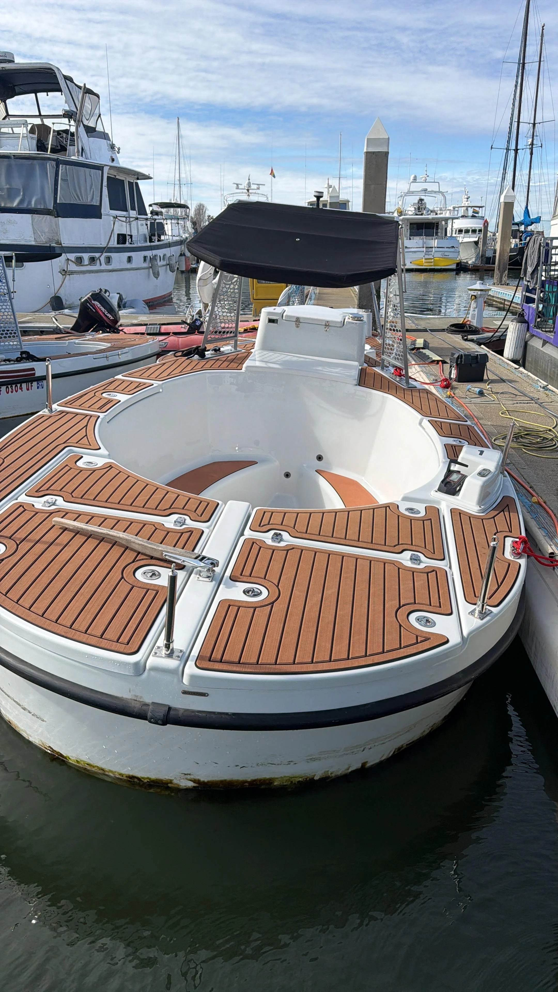 Pristine boat exterior after pressure washing