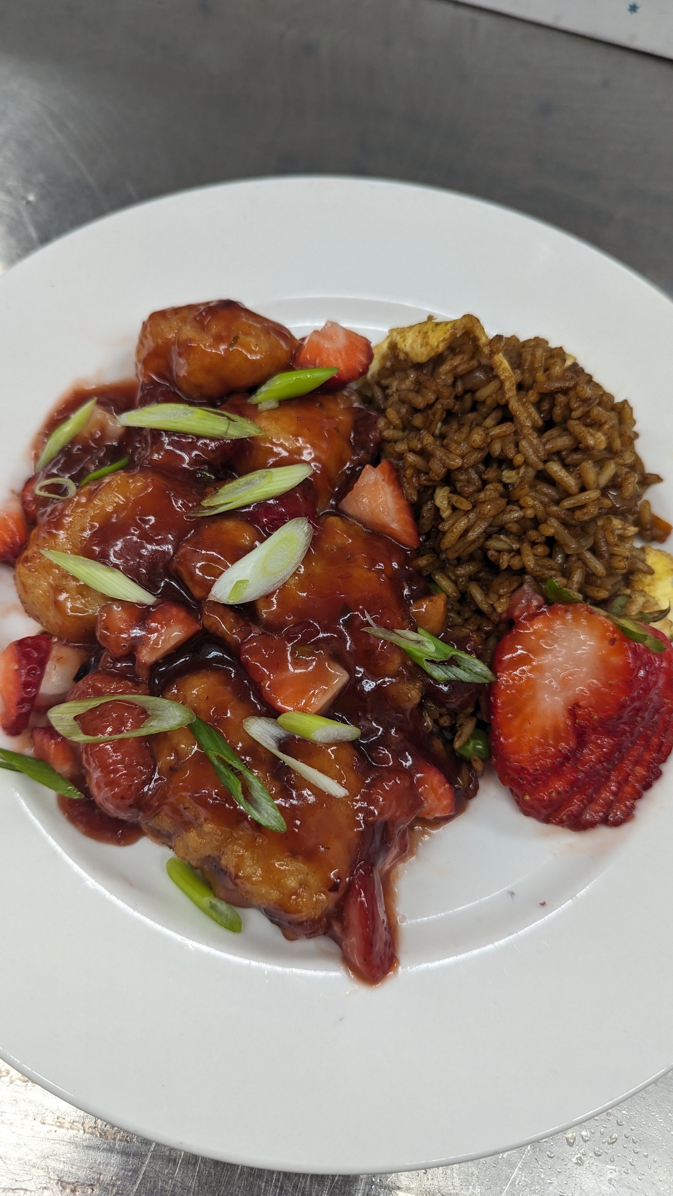 Strawberry Chicken & Fried Rice
