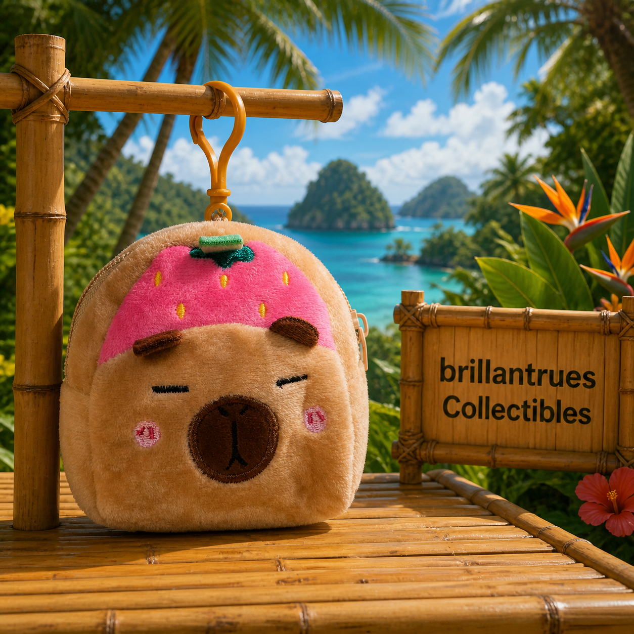 Capybara Strawberry Bag Charm Pouch.png