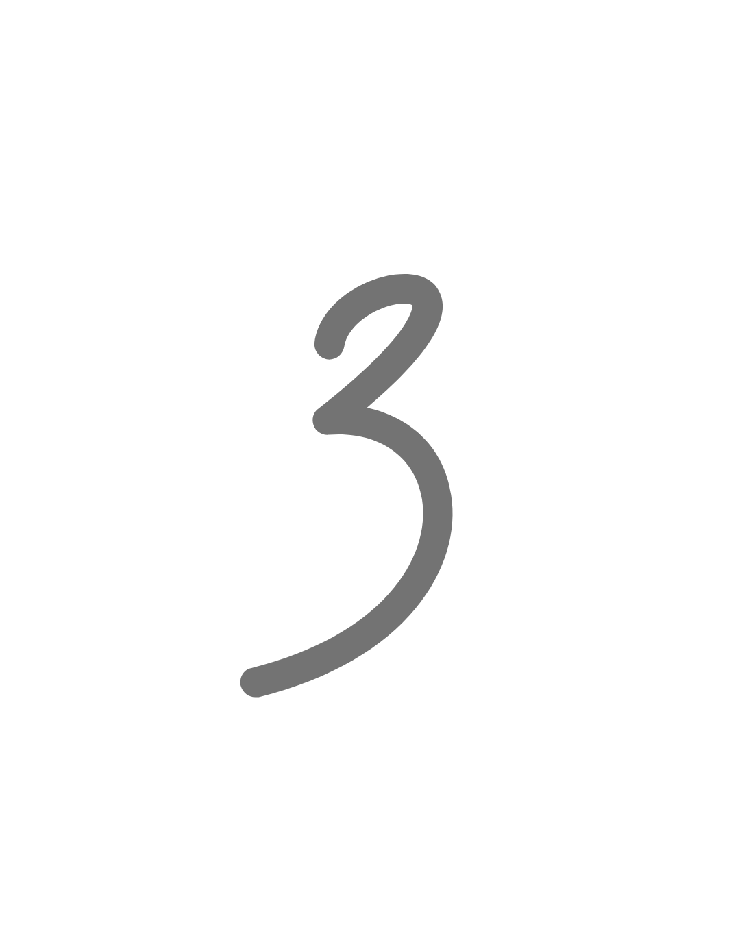 Number three in large gray font on white background