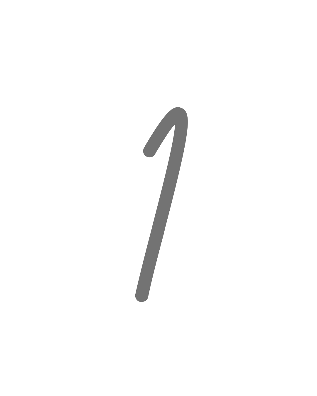 Number 1 written in gray on a white background.