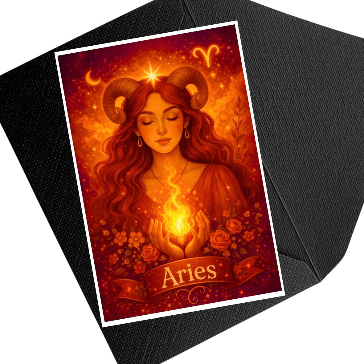 Aries Zodiac Birthday Card | Astrology Art Keepsake