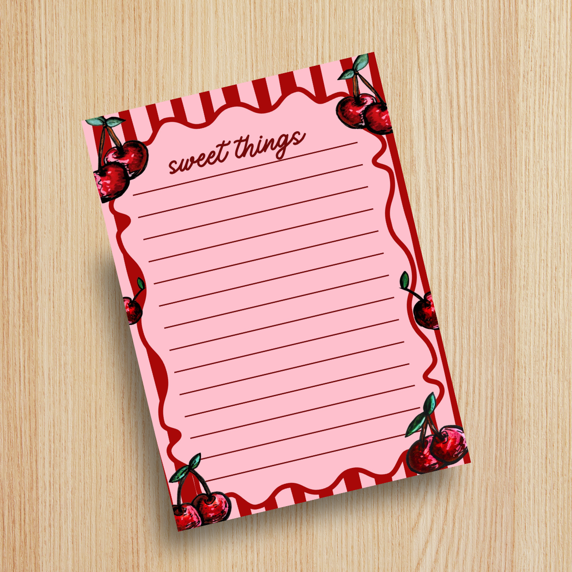 Sweet Things Cherry Notepad – Cute Pink To-Do List Pad
