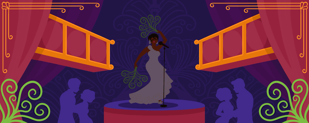 Animated GIF. Google Doodle. Josephine Baker. Animation. Vibrant colors and shapes. Made by Sophia Joy Veit. 