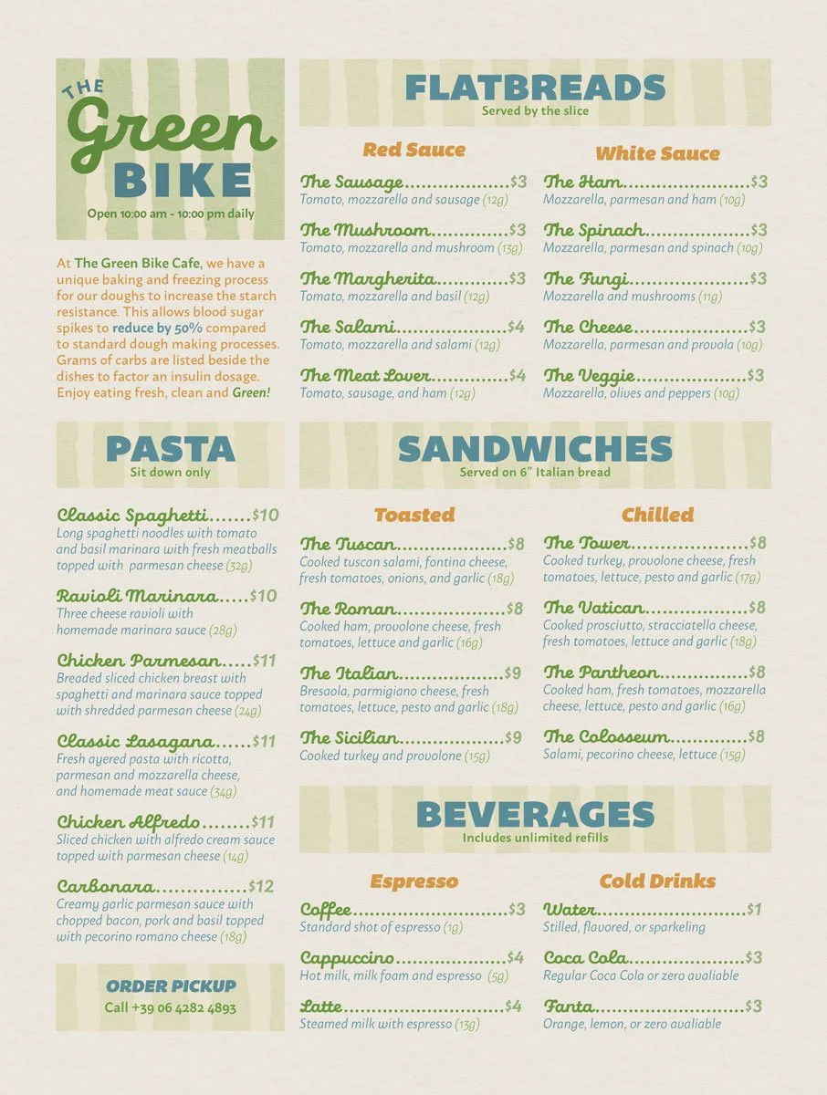 Menu. Menu design. Graphic design menu. Italian Restaurant. Restaurant menu. Made by Sophia Veit. 