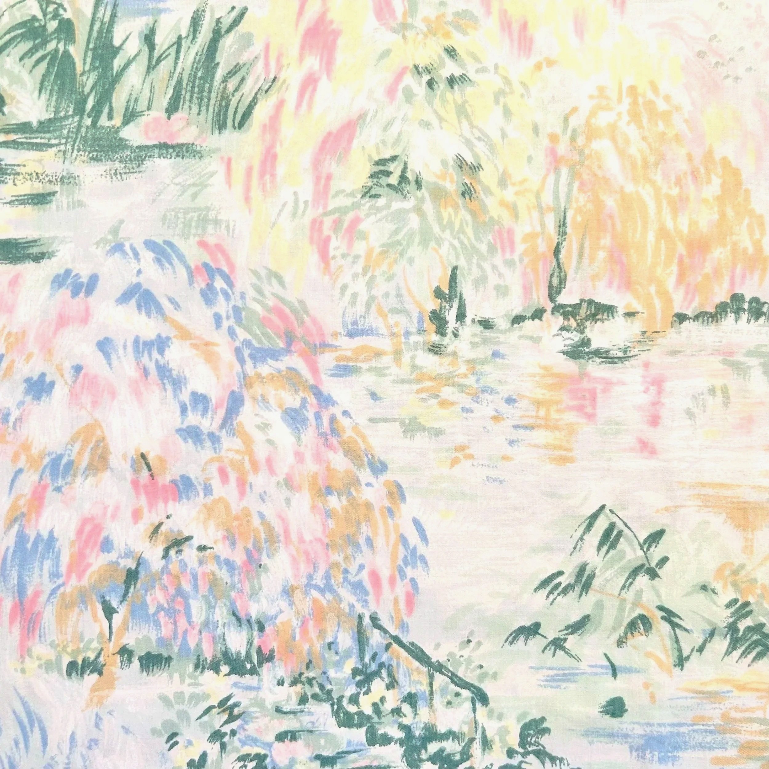 Green and pink pastel abstract artwork depicting nature and foliage looks like impressionist art (impressionism) like Claude Monet