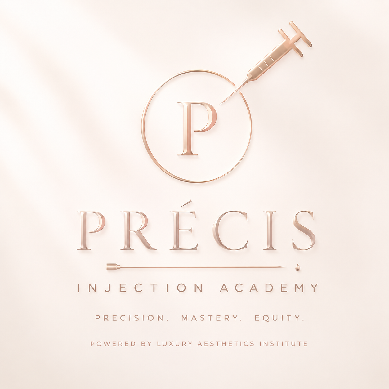 Précis Injection Academy logo — CNA & ANCC-accredited neurotoxin and dermal filler injection training program by Luxury Aesthetics Institute.