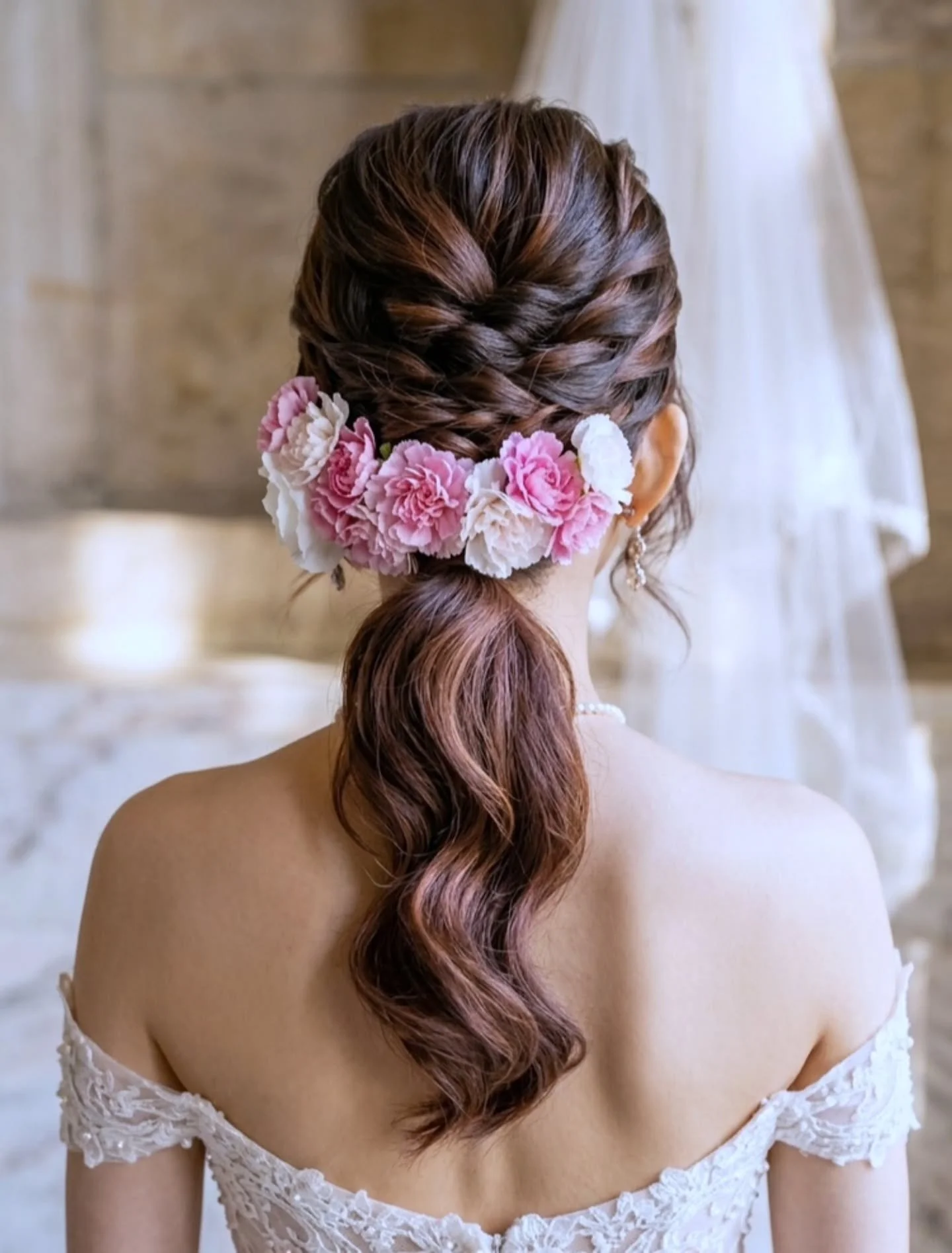 Layers of soft texture and subtle volume bring depth and movement to this low ponytail, giving the hairstyle a relaxed yet sophisticated bridal character.

By @em_elitemakeupartistsinc

Elevate your bridal beauty experience. DM us to reserve your per