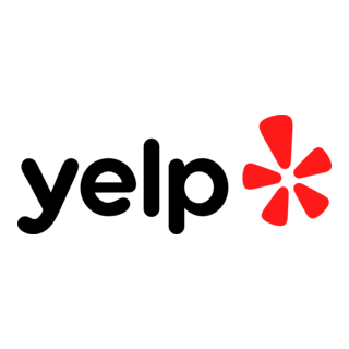 Yelp logo with black text and a red starburst icon
