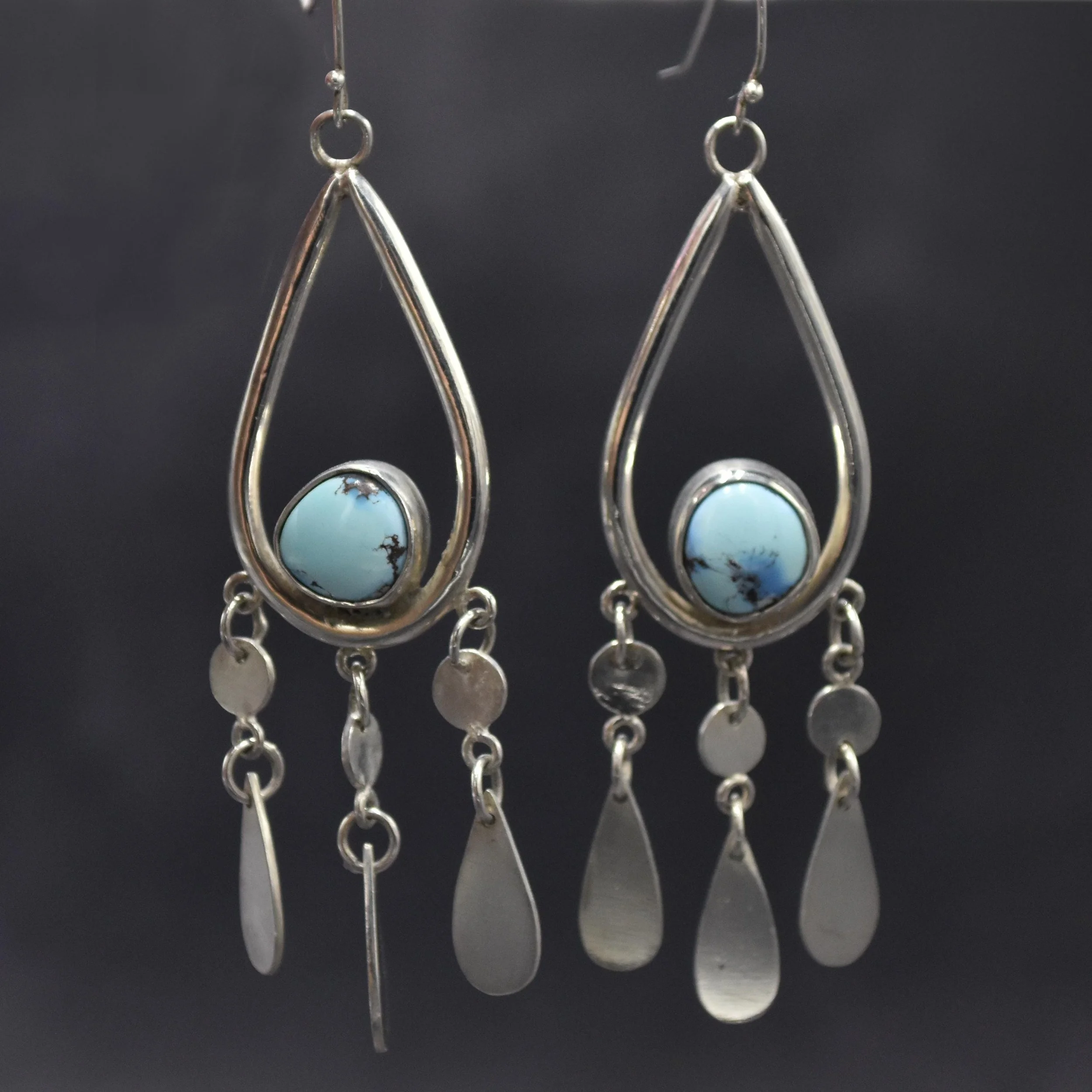 Fun, OOAK Handmade Sterling Silver and Turquoise Dangle Earrings