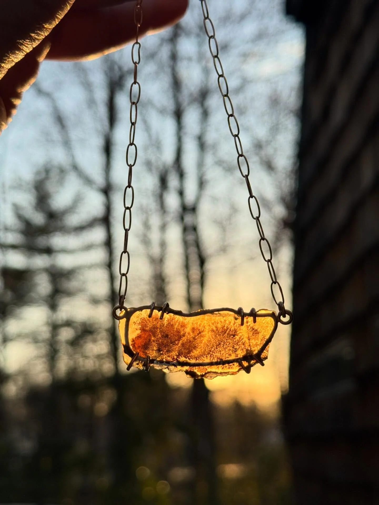 a forest. a bed of moss creeping over a forgotten path. algae blooms. little fingerprints on a glass tabletop. just some of the patterns I see in this stone. How &lsquo;bout you? #dendriticagate #handmadejewelry #oneofakind #forestjewelry #whimsical