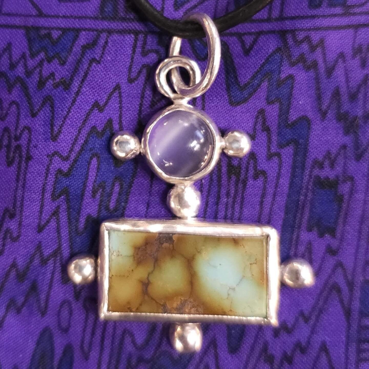 one of my new all-time faves 🔮 yes, I had to re-start this like 6 times. But that&rsquo;s the point! Do it right or not at all&hellip;. Moonstone and turquoise in solid sterling silver on a black cord&hellip; ready for you!