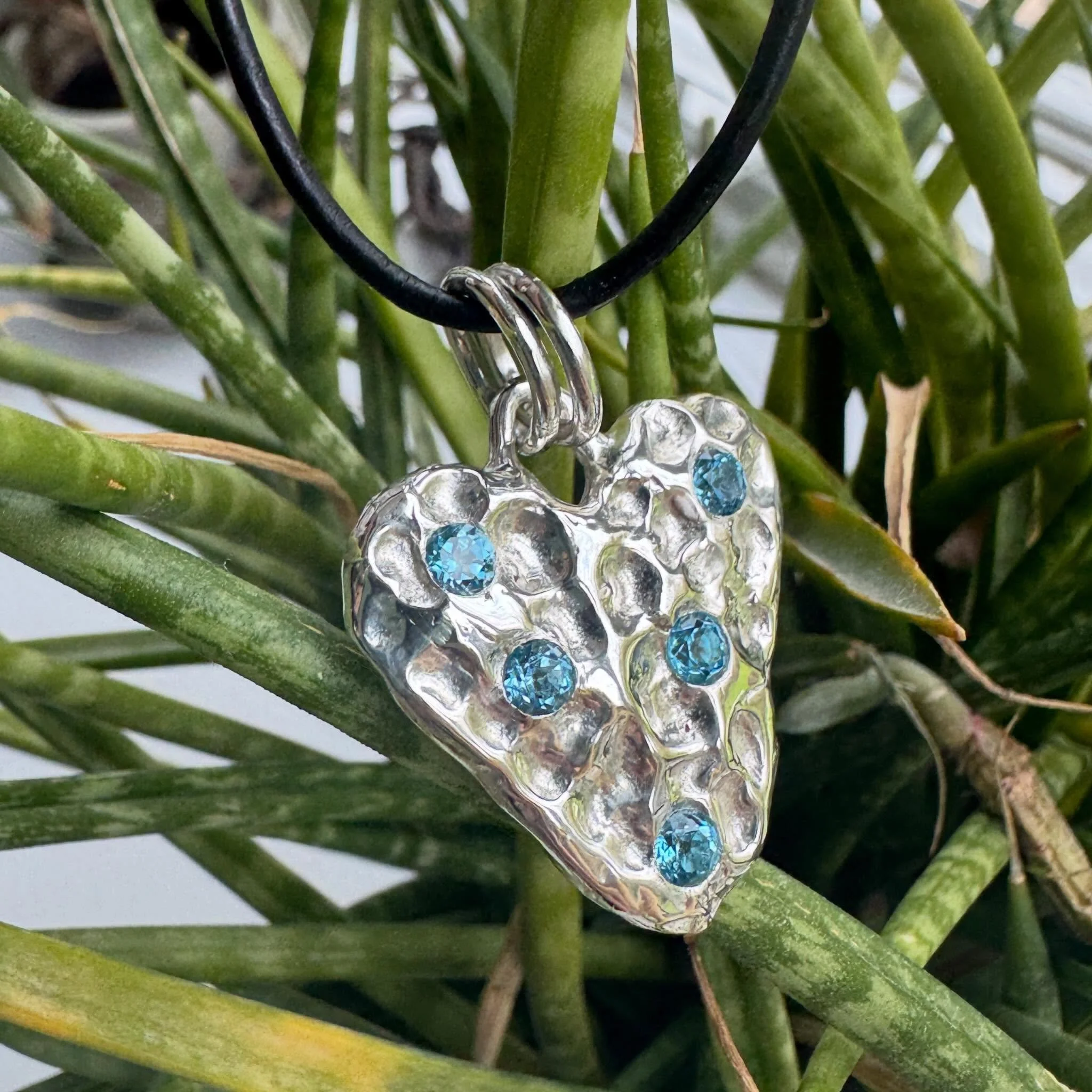 from my heart to yours 🫶🏻 latest chunky sterling silver heart with blue topaz, available 💫