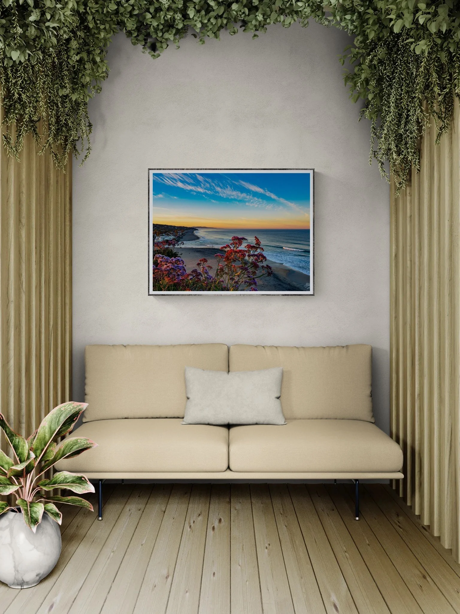 Living area with a sofa and hanging garden.jpeg