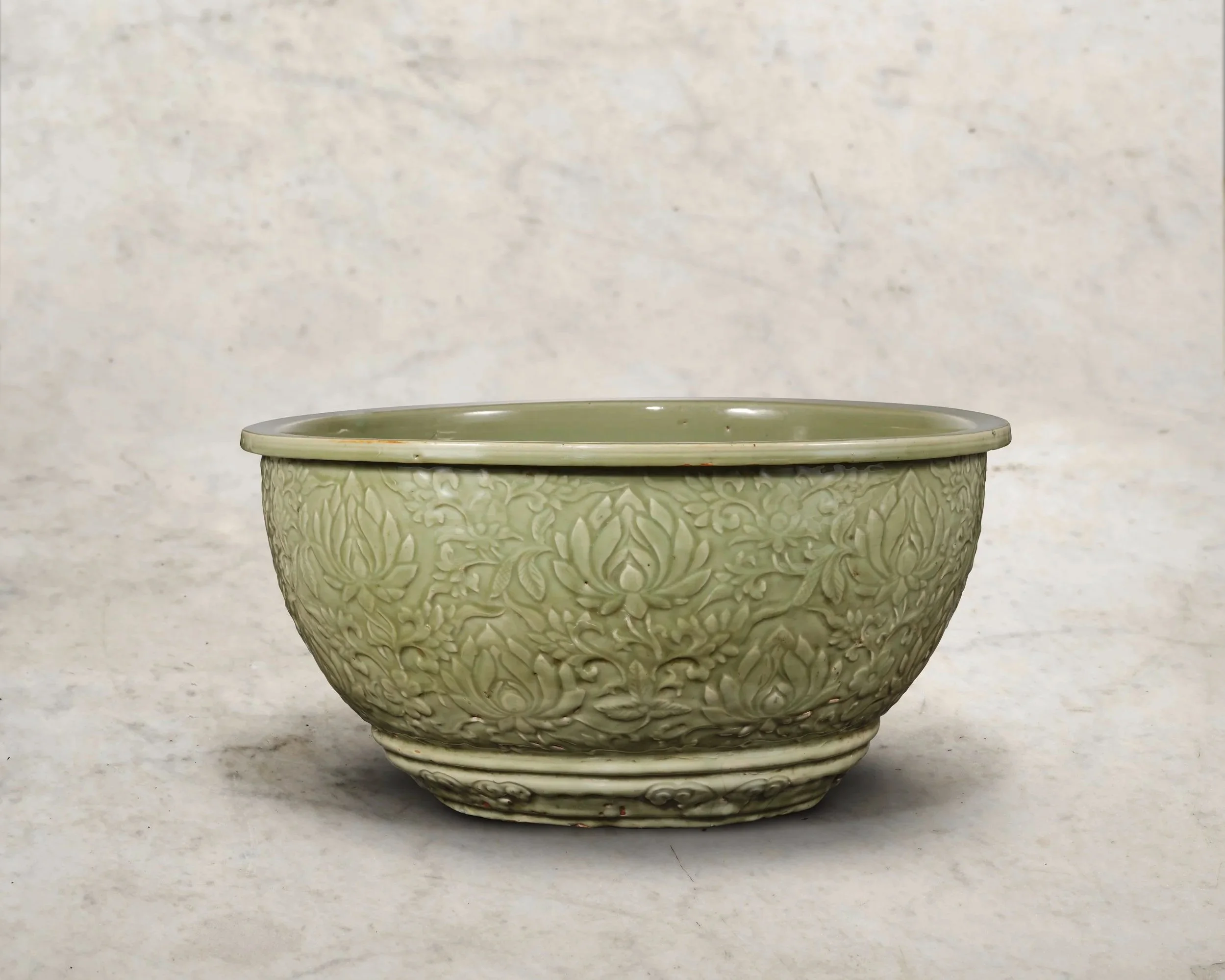 A massive Longquan celadon-glazed basin, China, Yongle period (1403–24)