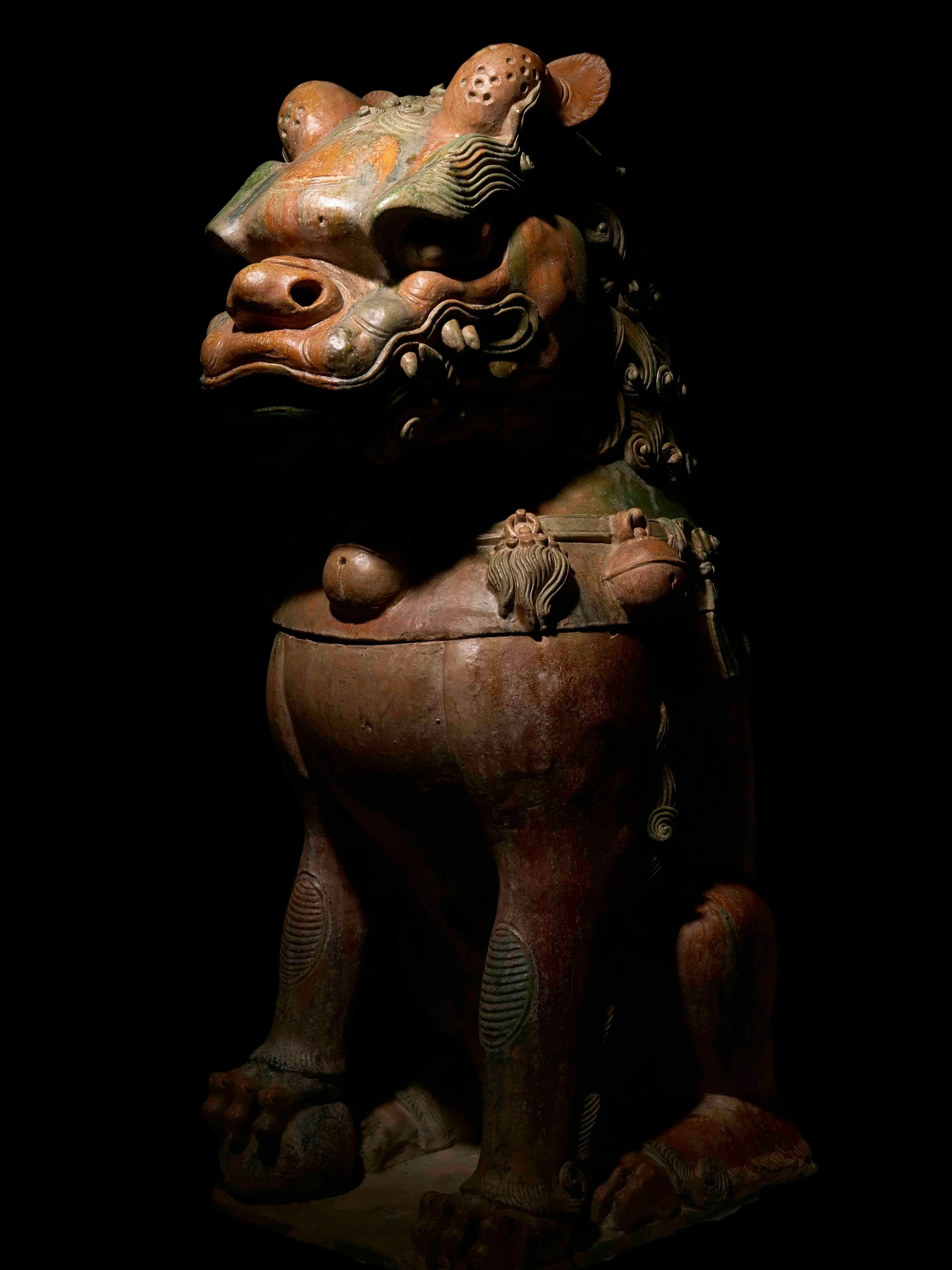 A massive sancai-glazed model of a Buddhist lion, China, Ming dynasty, 15th century