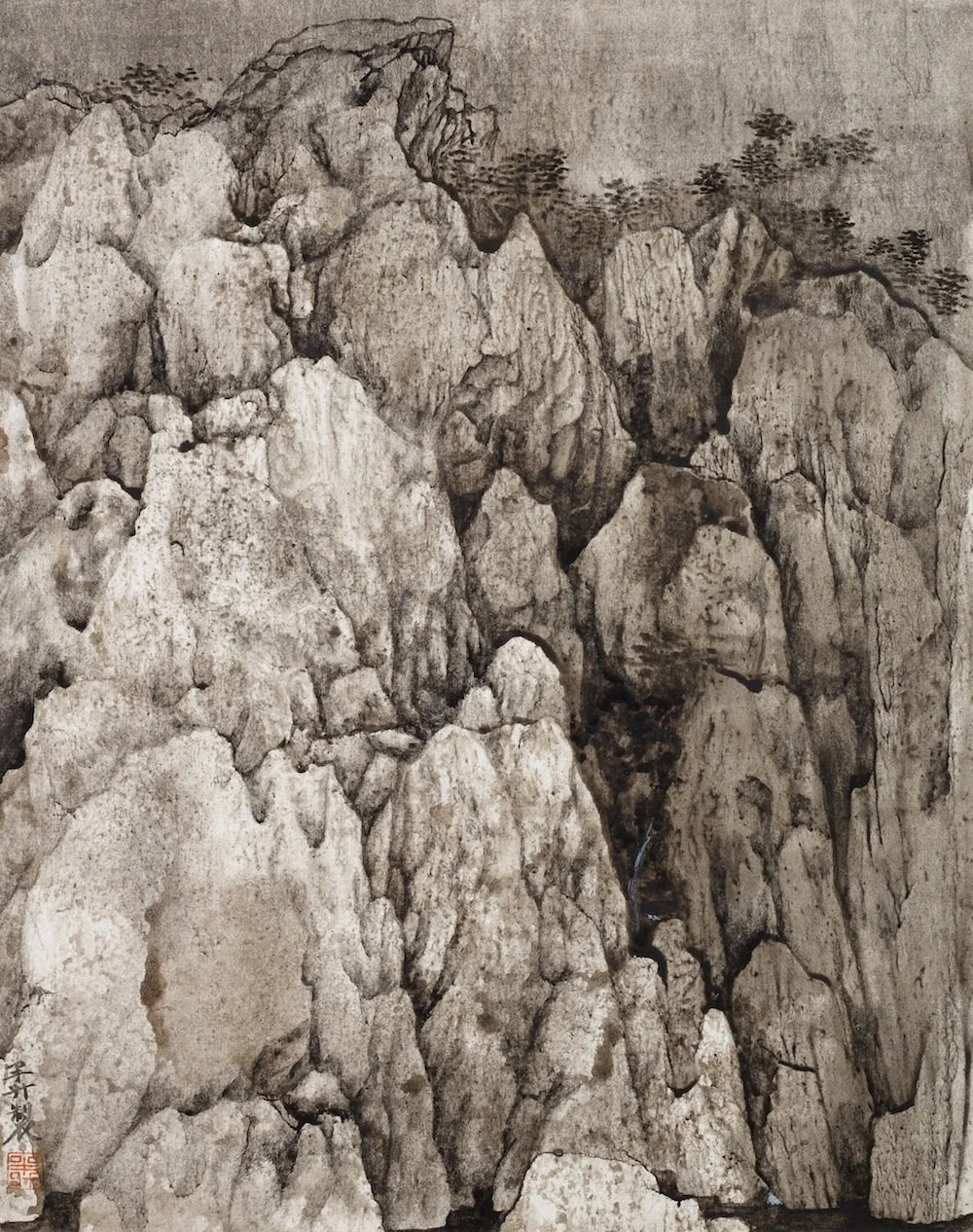 Mind Landscape Series No. 2, 2016, Ink, walnut ink and color on cardboard, 35.5 x 28 cm