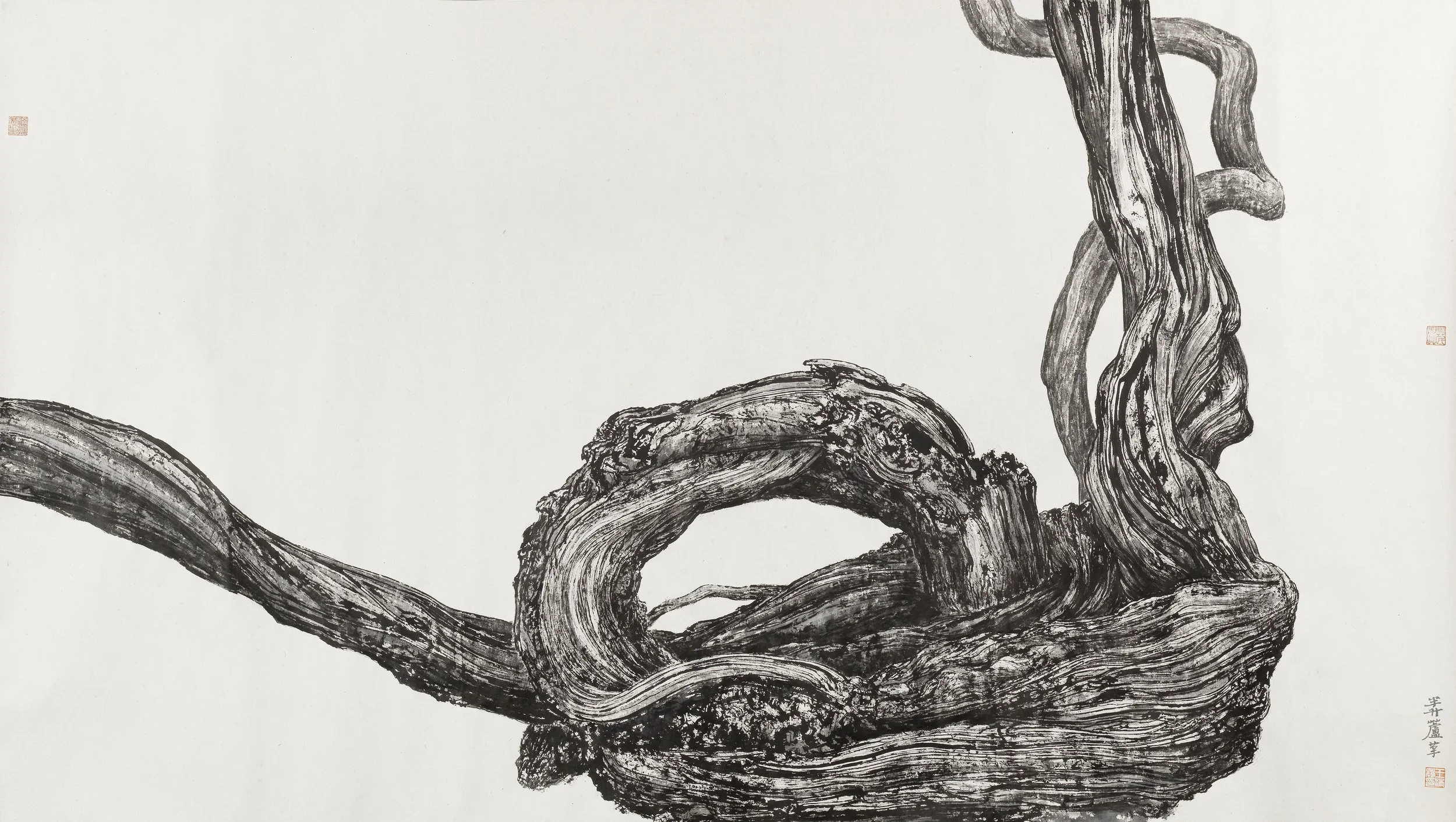 Cursive Gesture (Ancient Vine), 2016-17, by 
Wang Mansheng, Ink on paper, 107 cm x 89 cm)