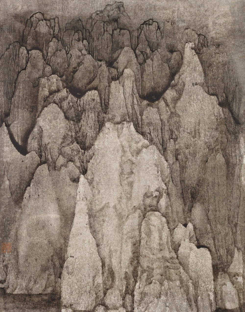 Mind Landscape Series No. 9, 2016, Ink, walnut ink and color on cardboard, 35.5 x 28 cm