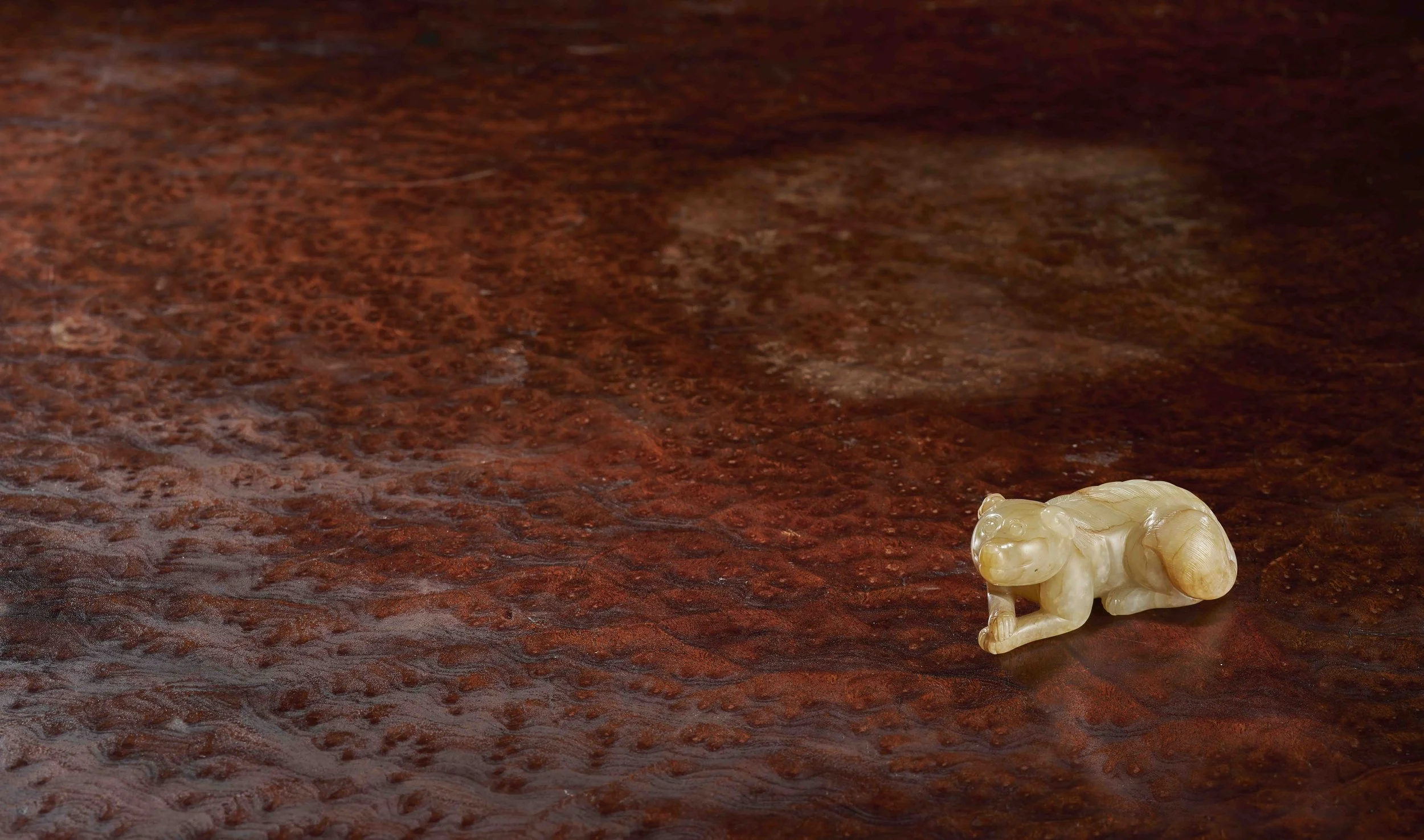 A pale celadon and russet jade model of a fox, China: Song dynasty (960–1279)