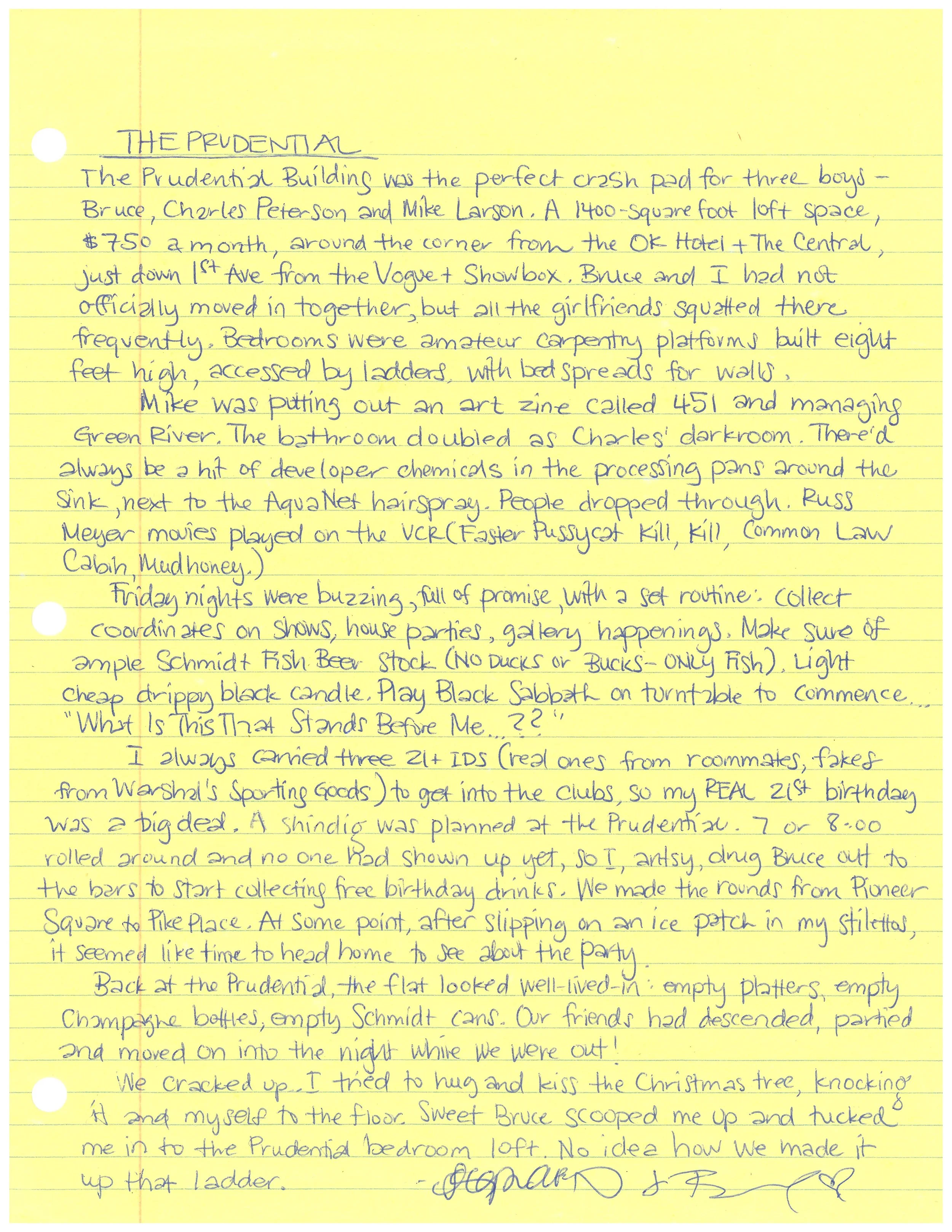 hand written letter that corresponds with the transcript
