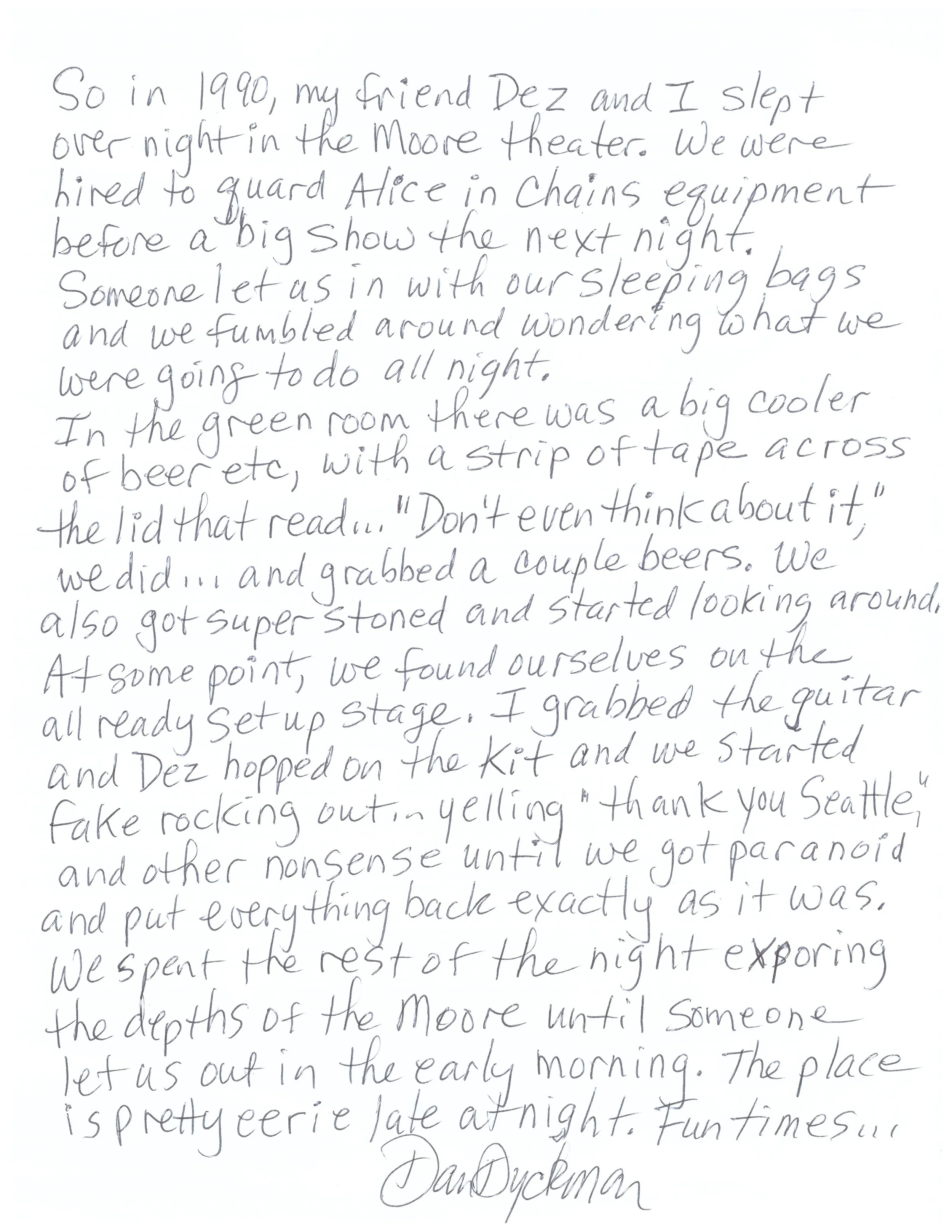 hand written letter that corresponds with the transcript