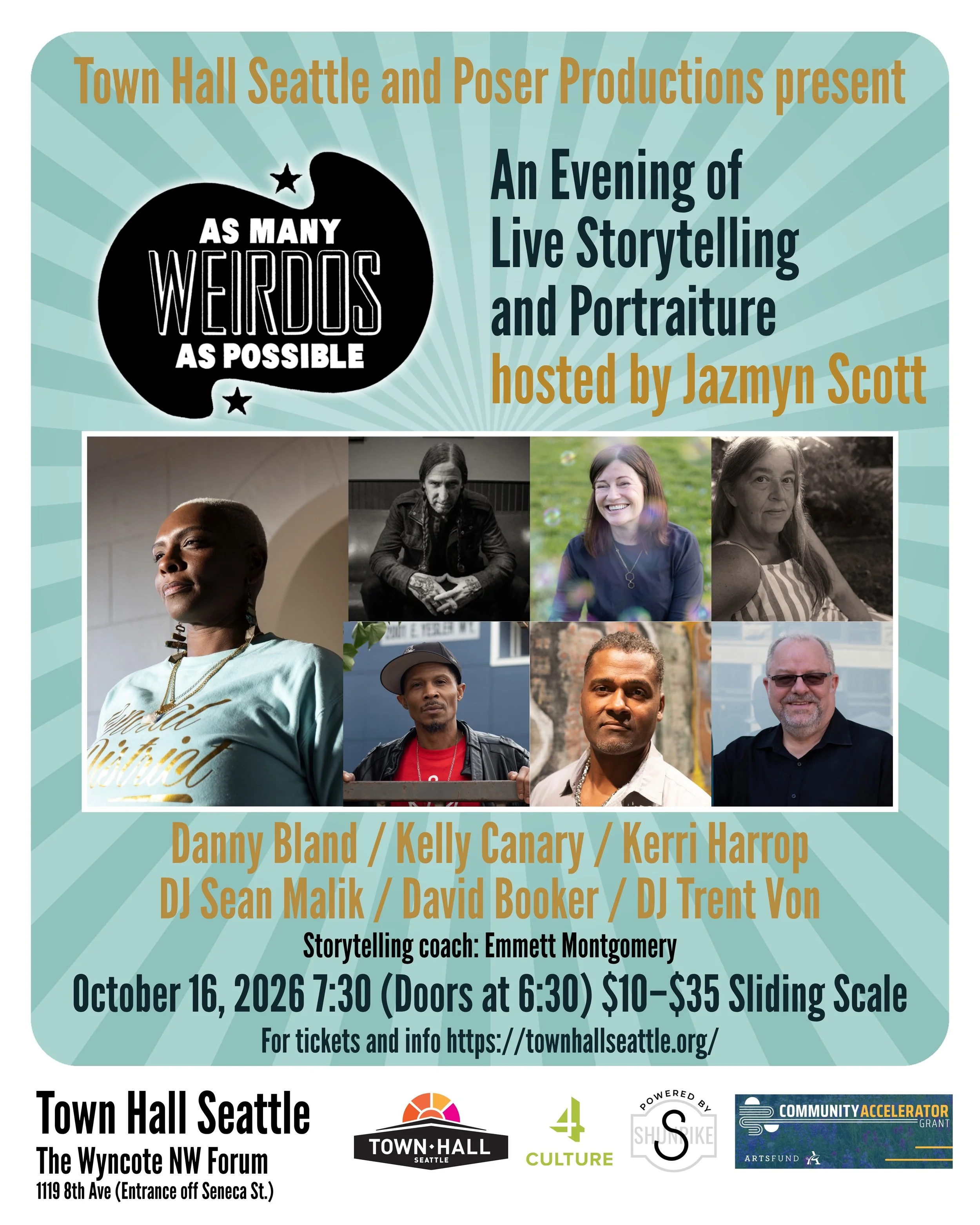 Town Hall Seattle and Poser Productions Present: An Evening of Live Storytelling and Portraiture