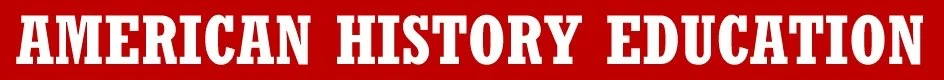Red banner with white text reading 'American History Education'