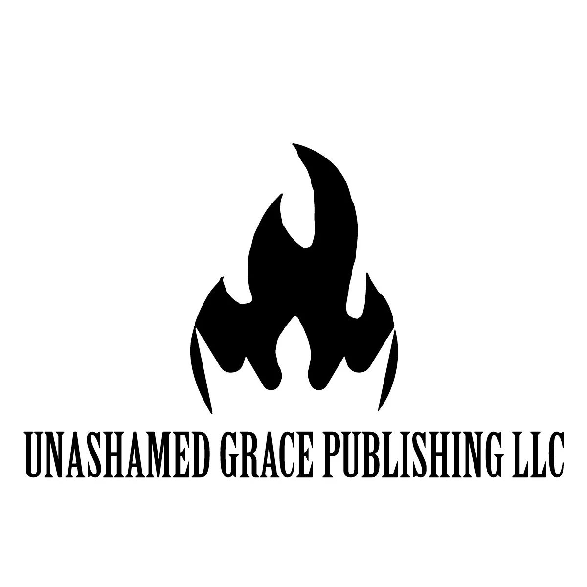 Black flame logo above the text 'Unashamed Grace Publishing LLC' in bold black letters on a white background.